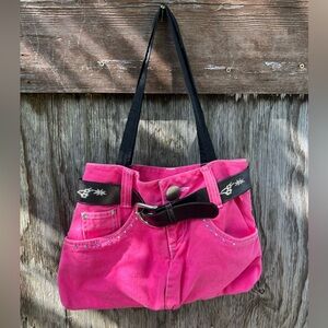 Mary-kate and Asley Vintage Y2K Pink Denim Jeans Shoulder Bag Purse with Belt